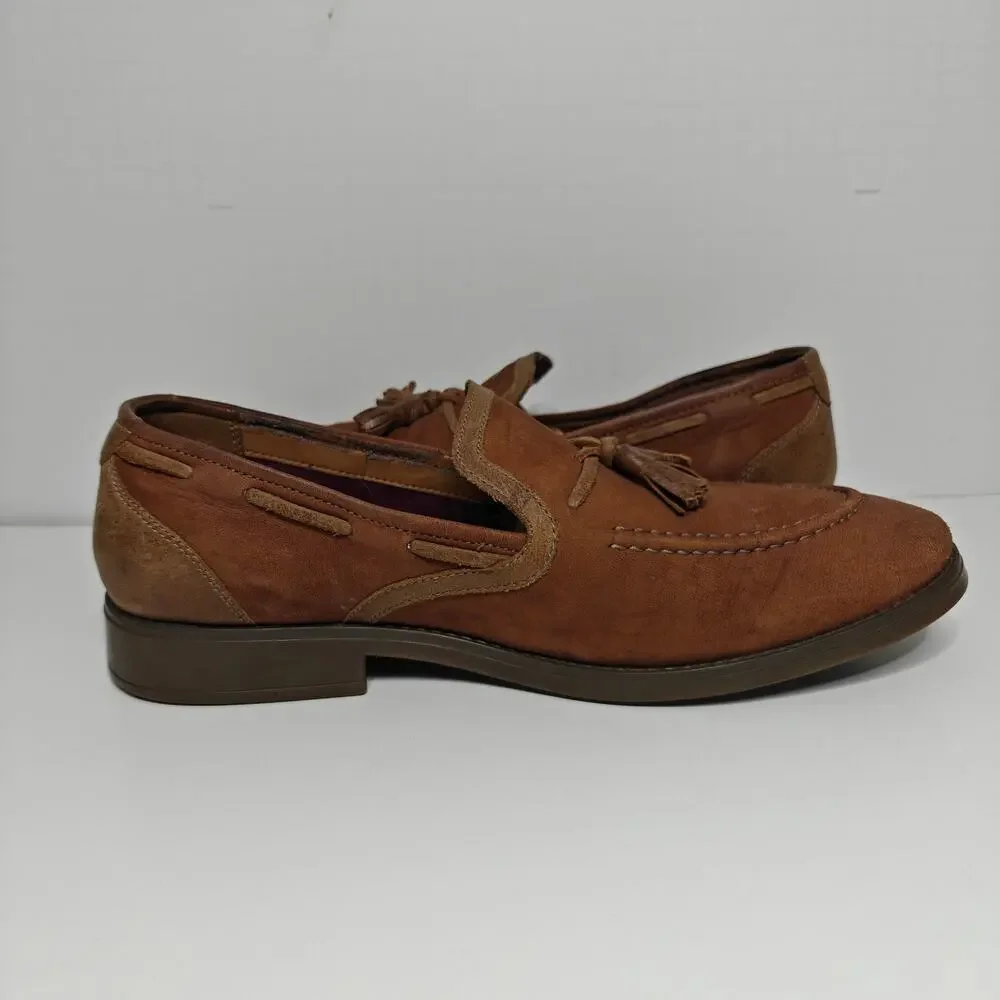 Clarks Collection Men Size 12 Brown Leather Tassel Loafers Cushion Ortholite